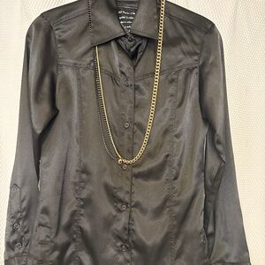 Black silky button down